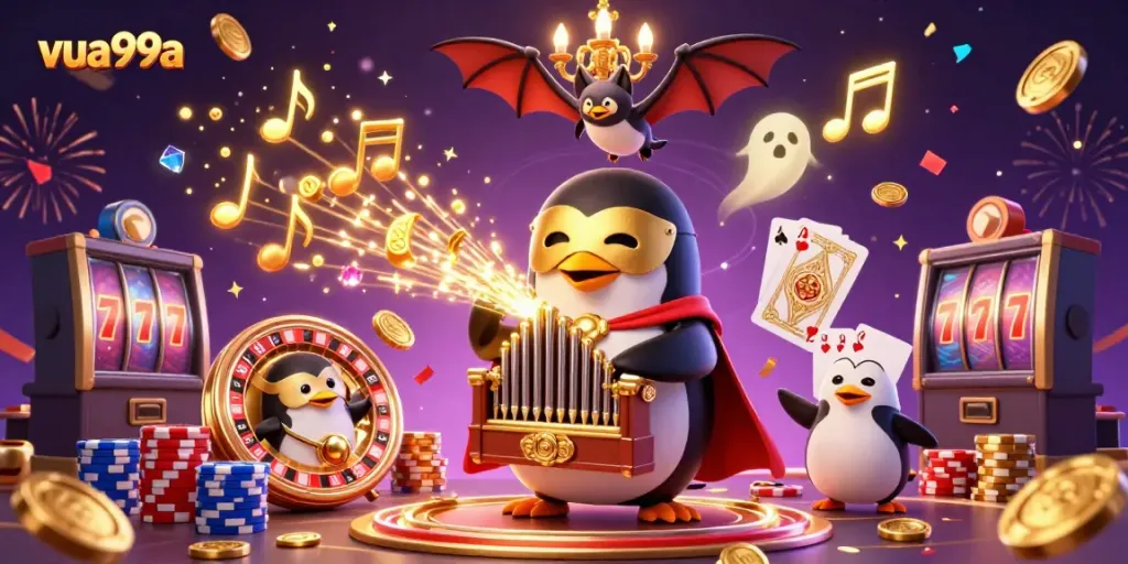 Experience exhilarating casino excitement with the vibrant vua99a illustration full of characters and rich details.